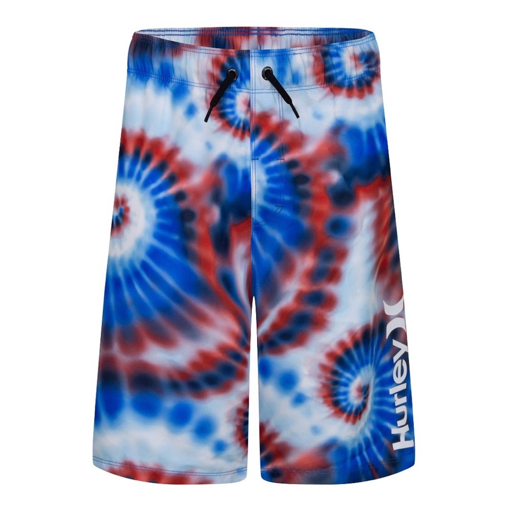 NEW Youth Boy Hurley Tie Dye Adjustable Drawstring Swim Trunks Shorts